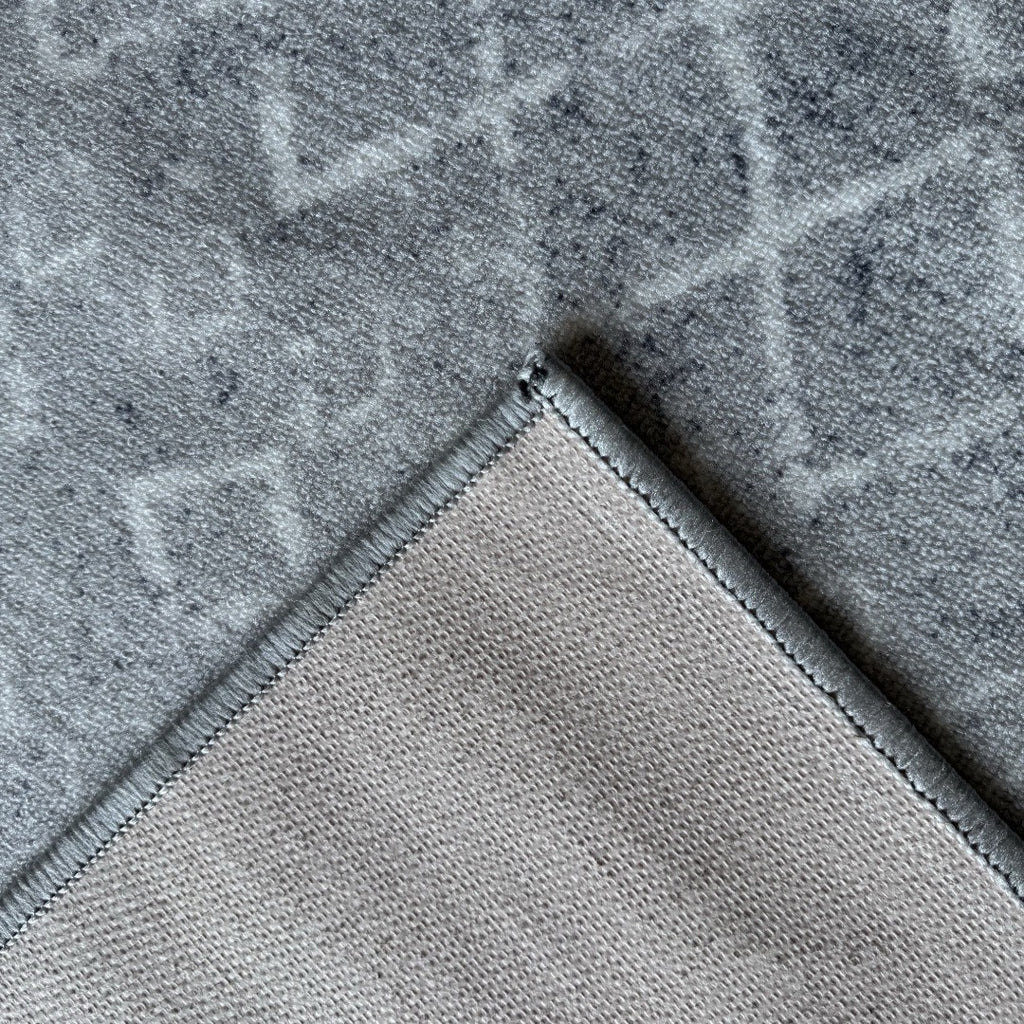 305 x 61 cm Light Grey & Ivory Vintage Geometric Design Non-Slip Runner Rug