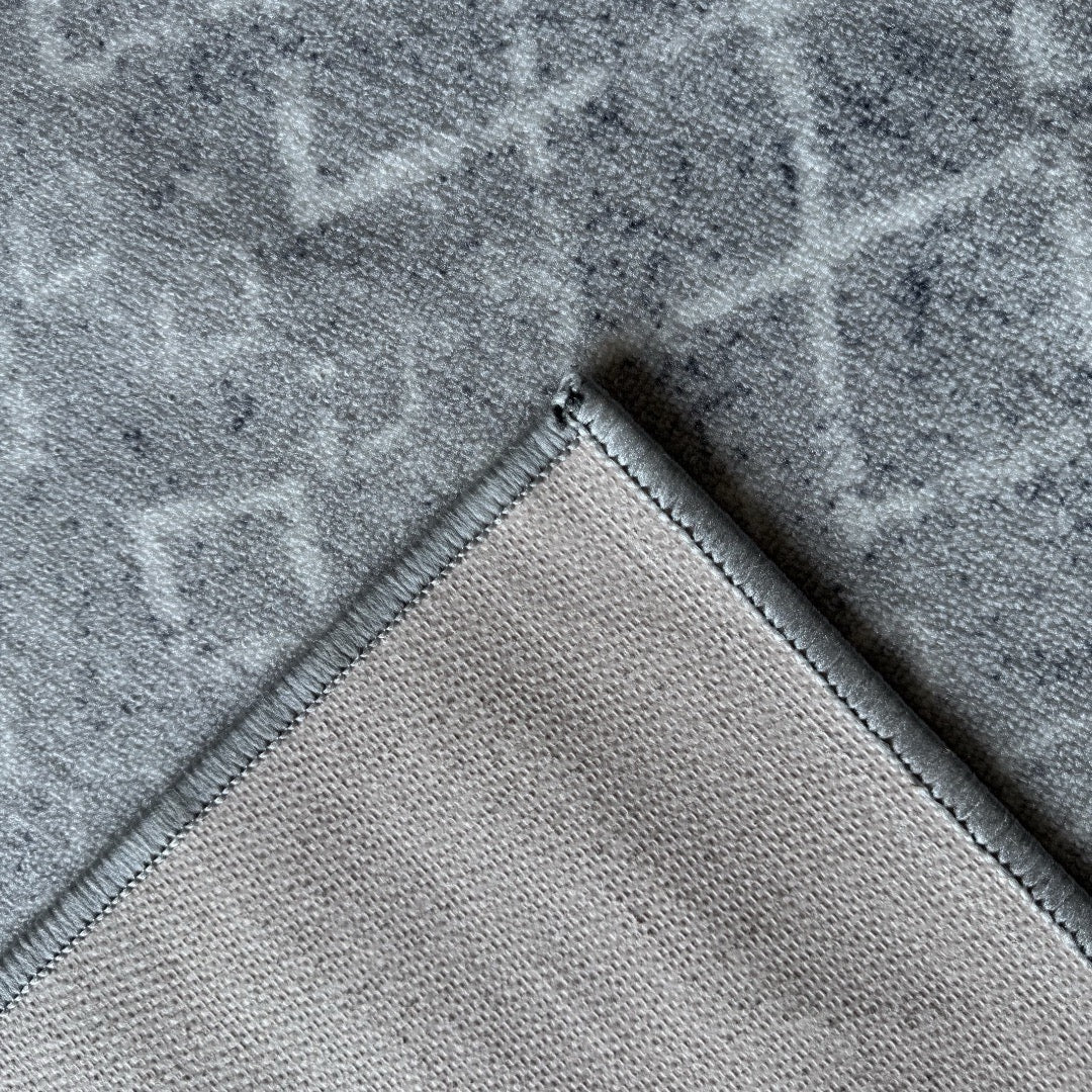 305 x 61 cm Light Grey & Ivory Vintage Geometric Design Non-Slip Runner Rug