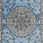 300 x 80 cm Sky Blue & Cream Floral Medallion Traditional Runner Rug