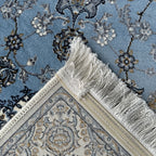 300 x 80 cm Sky Blue & Cream Floral Medallion Traditional Runner Rug