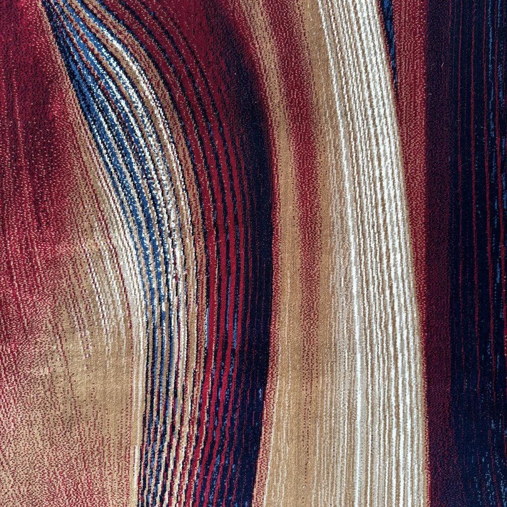 290 x 80 cm Burgundy, Beige & Navy Abstract Swirl Runner Rug