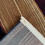290 x 80 cm Burgundy, Beige & Navy Abstract Swirl Runner Rug