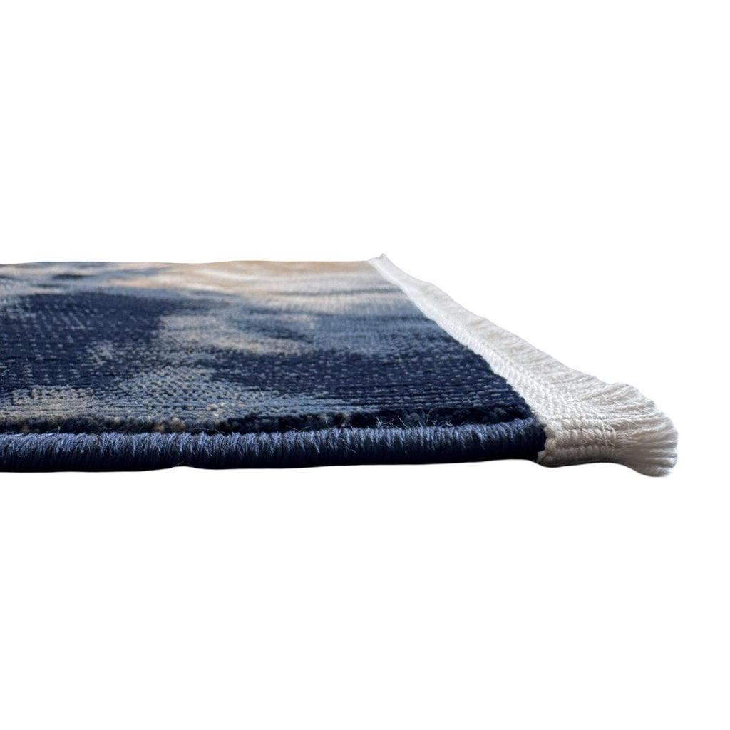 300 x 80 cm Navy & Grey Abstract Flow Runner Rug