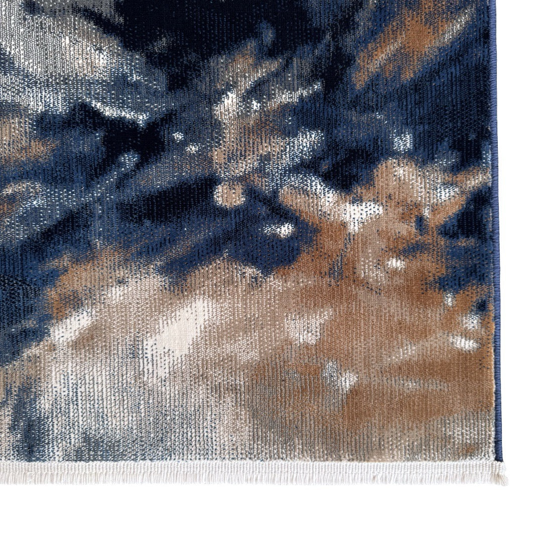 300 x 80 cm Navy & Grey Abstract Flow Runner Rug