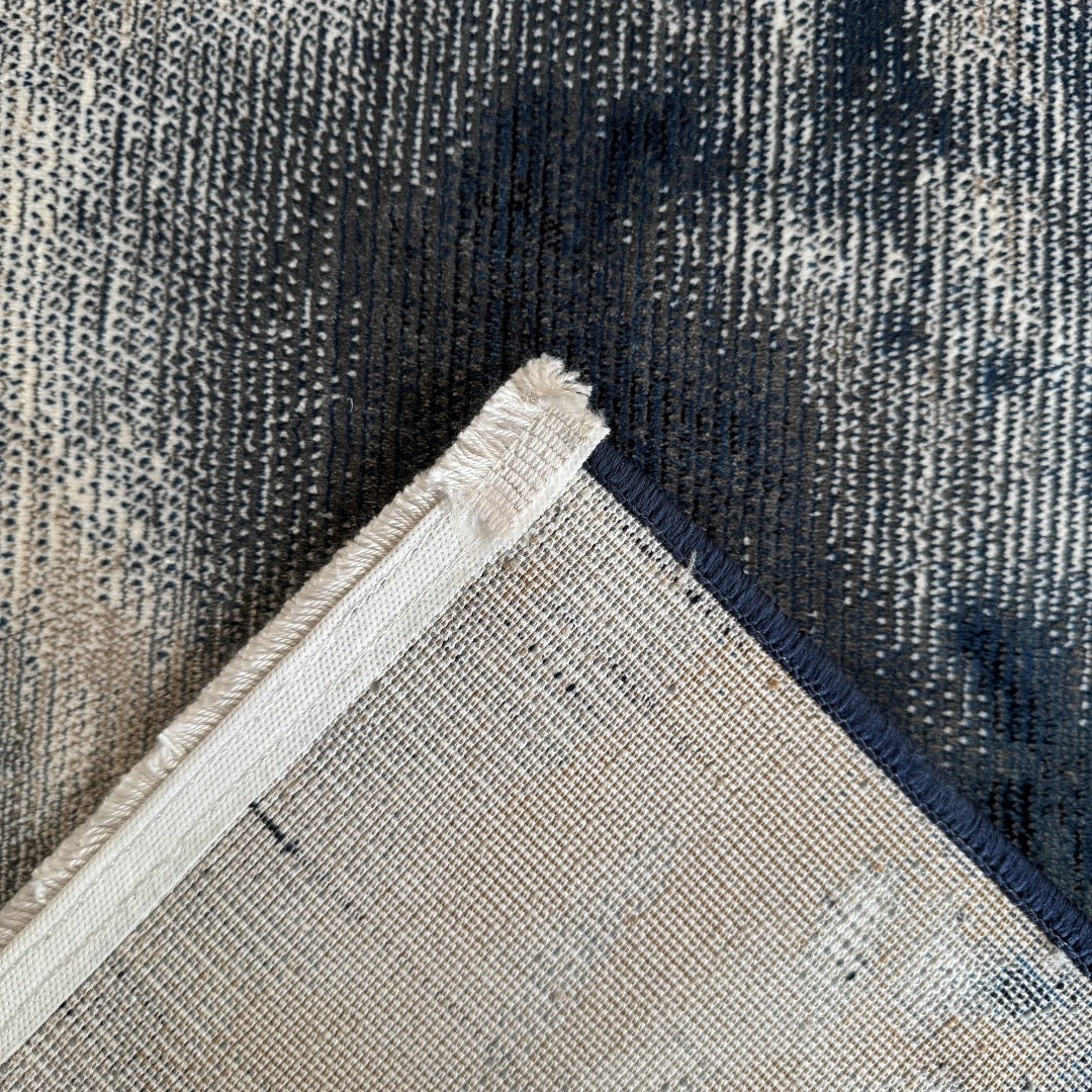 300 x 80 cm Navy & Grey Abstract Flow Runner Rug