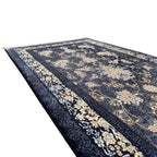 300 x 80 cm Navy, Grey & Gold Ornate Floral Persian Runner Rug