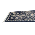 300 x 80 cm Navy, Grey & Gold Ornate Floral Persian Runner Rug