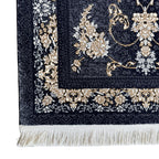 300 x 80 cm Navy, Grey & Gold Ornate Floral Persian Runner Rug