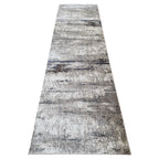 300 x 80 cm Grey & Ivory Abstract Runner Rug with Navy Accents