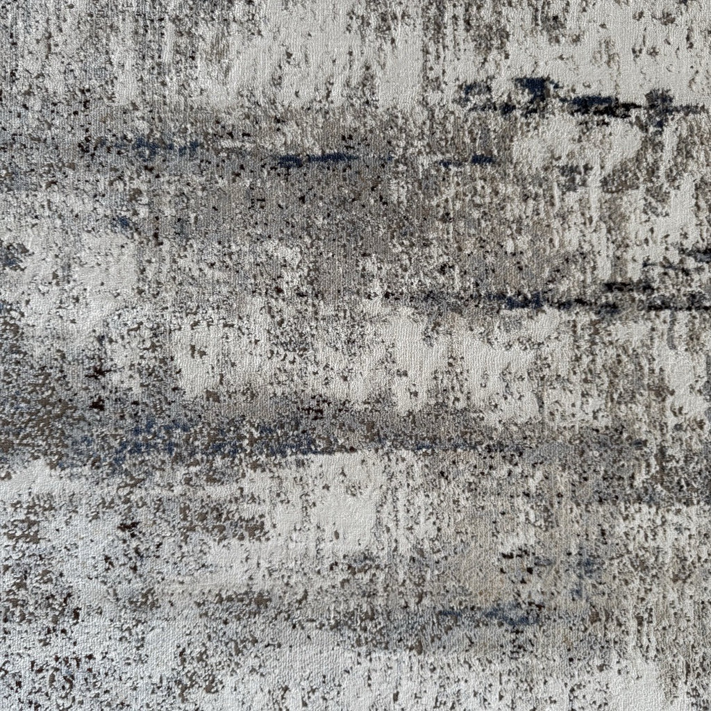 300 x 80 cm Grey & Ivory Abstract Runner Rug with Navy Accents