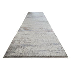 300 x 80 cm Grey & Ivory Abstract Runner Rug with Navy Accents
