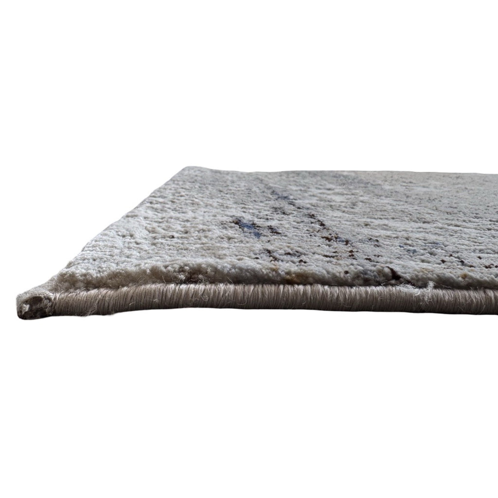 300 x 80 cm Grey & Ivory Abstract Runner Rug with Navy Accents