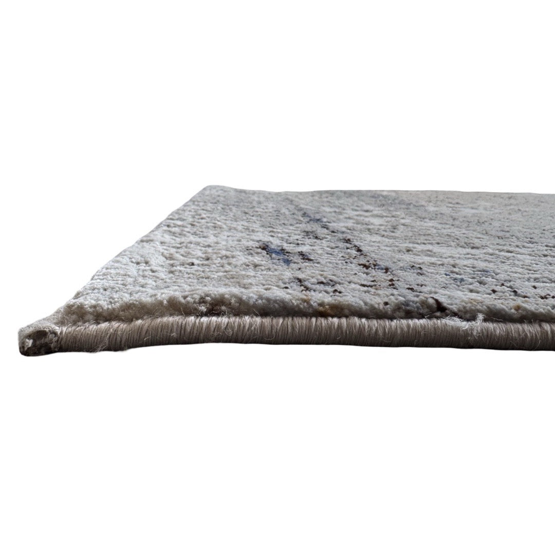 300 x 80 cm Grey & Ivory Abstract Runner Rug with Navy Accents