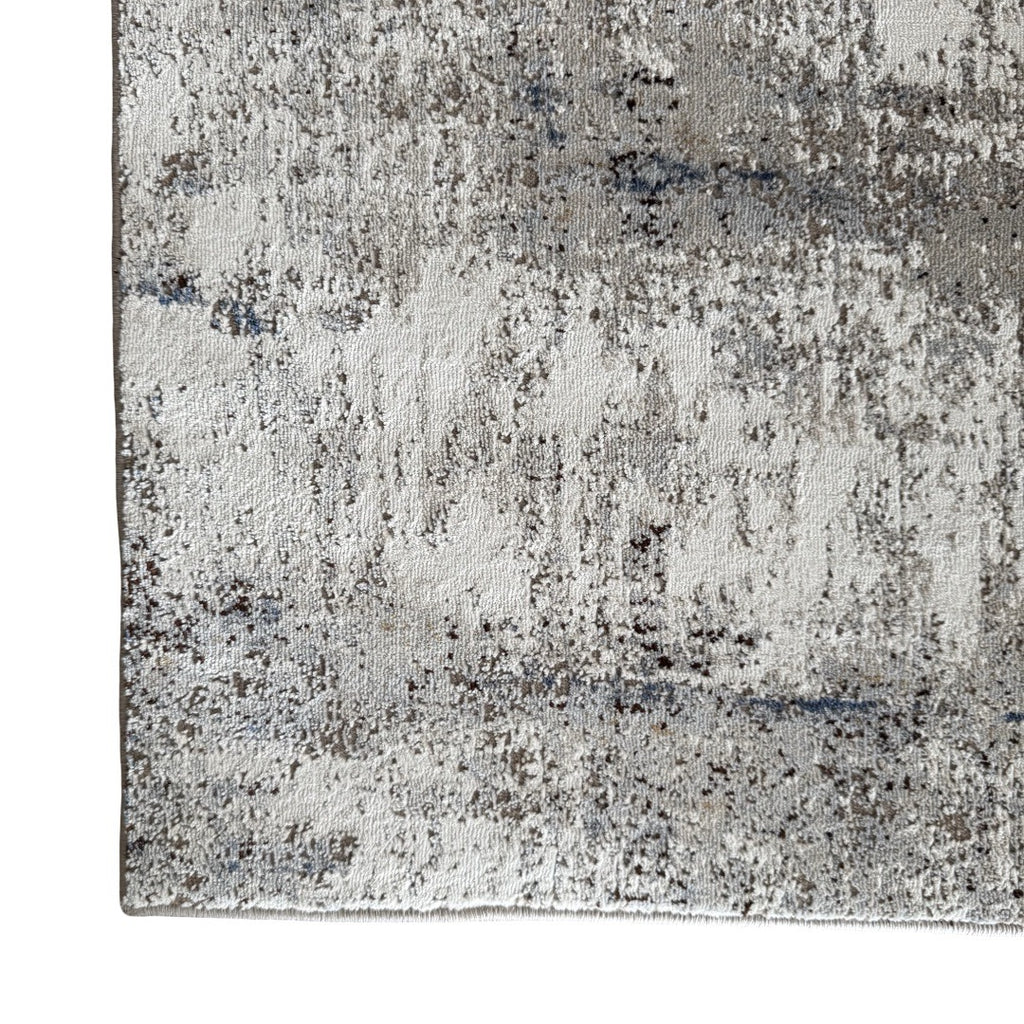 300 x 80 cm Grey & Ivory Abstract Runner Rug with Navy Accents