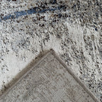 300 x 80 cm Grey & Ivory Abstract Runner Rug with Navy Accents