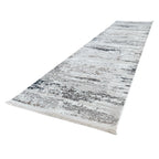 300 x 80 cm Grey & Ivory Distressed Abstract Runner Rug