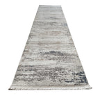 300 x 80 cm Grey & Ivory Distressed Abstract Runner Rug