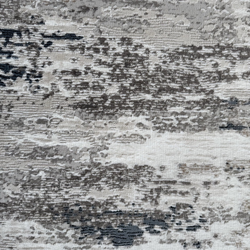 300 x 80 cm Grey & Ivory Distressed Abstract Runner Rug