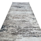 300 x 80 cm Grey & Ivory Distressed Abstract Runner Rug