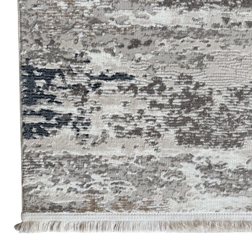 300 x 80 cm Grey & Ivory Distressed Abstract Runner Rug