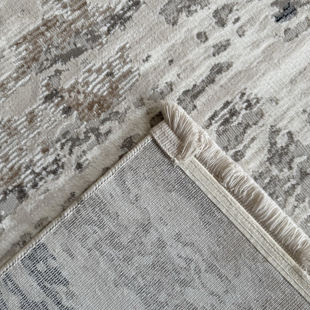 300 x 80 cm Grey & Ivory Distressed Abstract Runner Rug