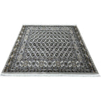 Square cream and grey Bokhara rug detail