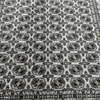 Square cream and grey Bokhara rug detail
