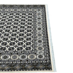 Square cream and grey Bokhara rug detail