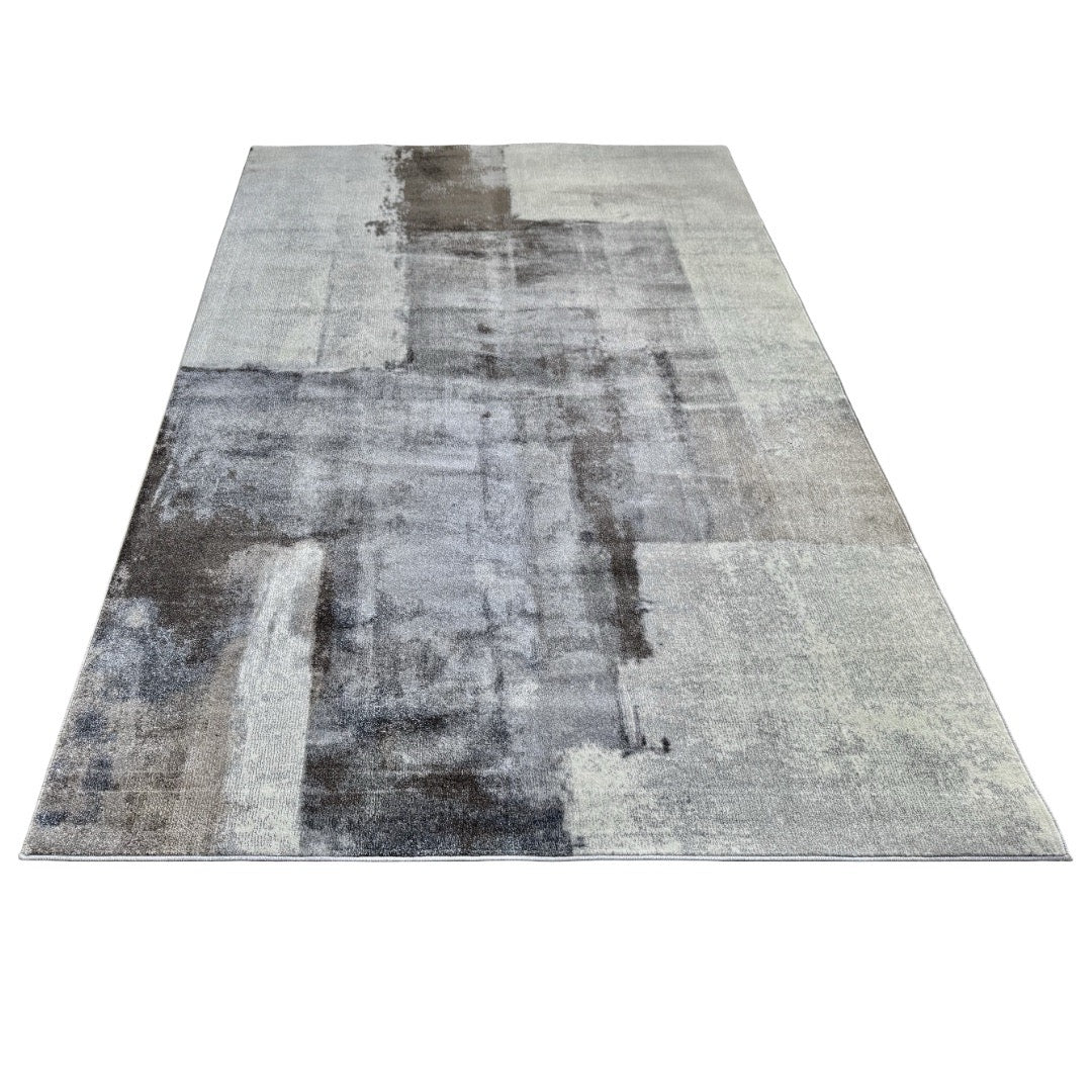 340 x 240 cm Geometric Impressions in Silver grey & Brown