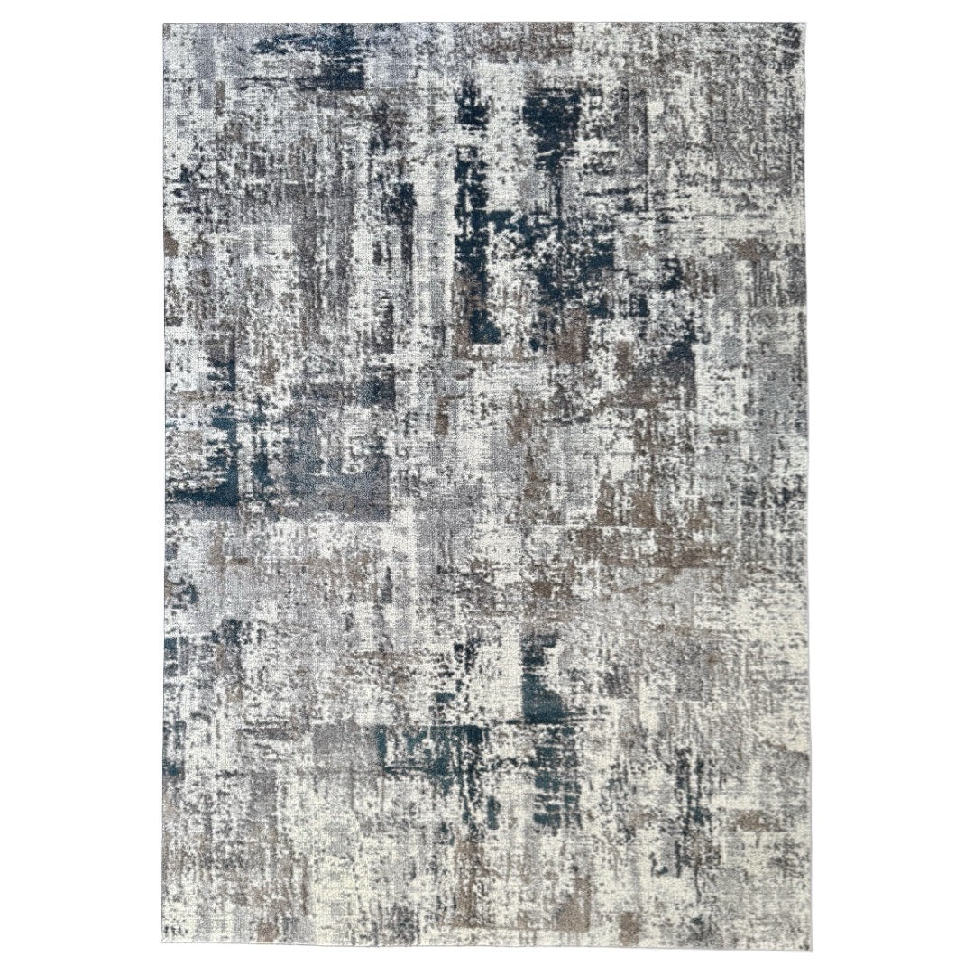 290 x 200 cm Monochrome Elegance in Silver Grey with Teal Accents Area Rug
