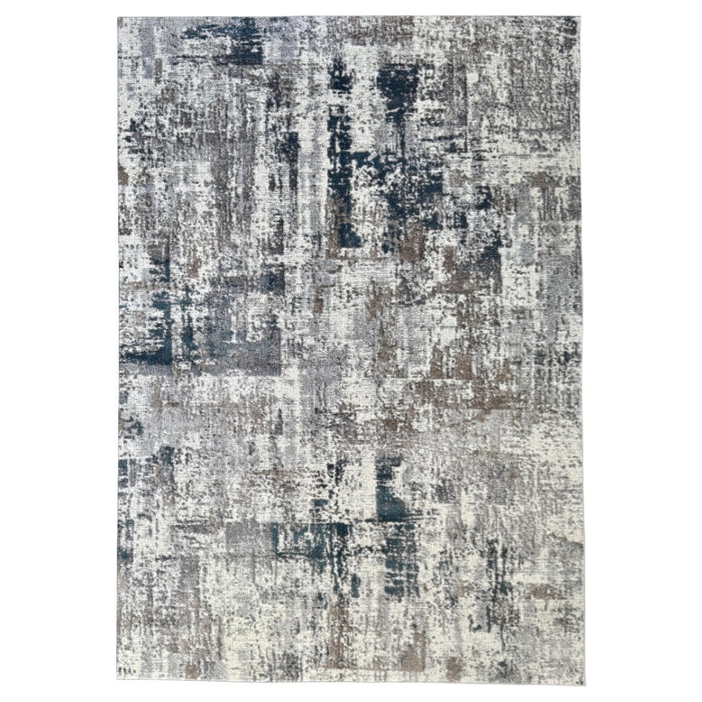 230 x 160 cm Monochrome Elegance in silver Grey with Teal Accents Area Rug