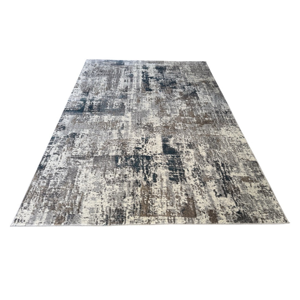 230 x 160 cm Monochrome Elegance in silver Grey with Teal Accents Area Rug