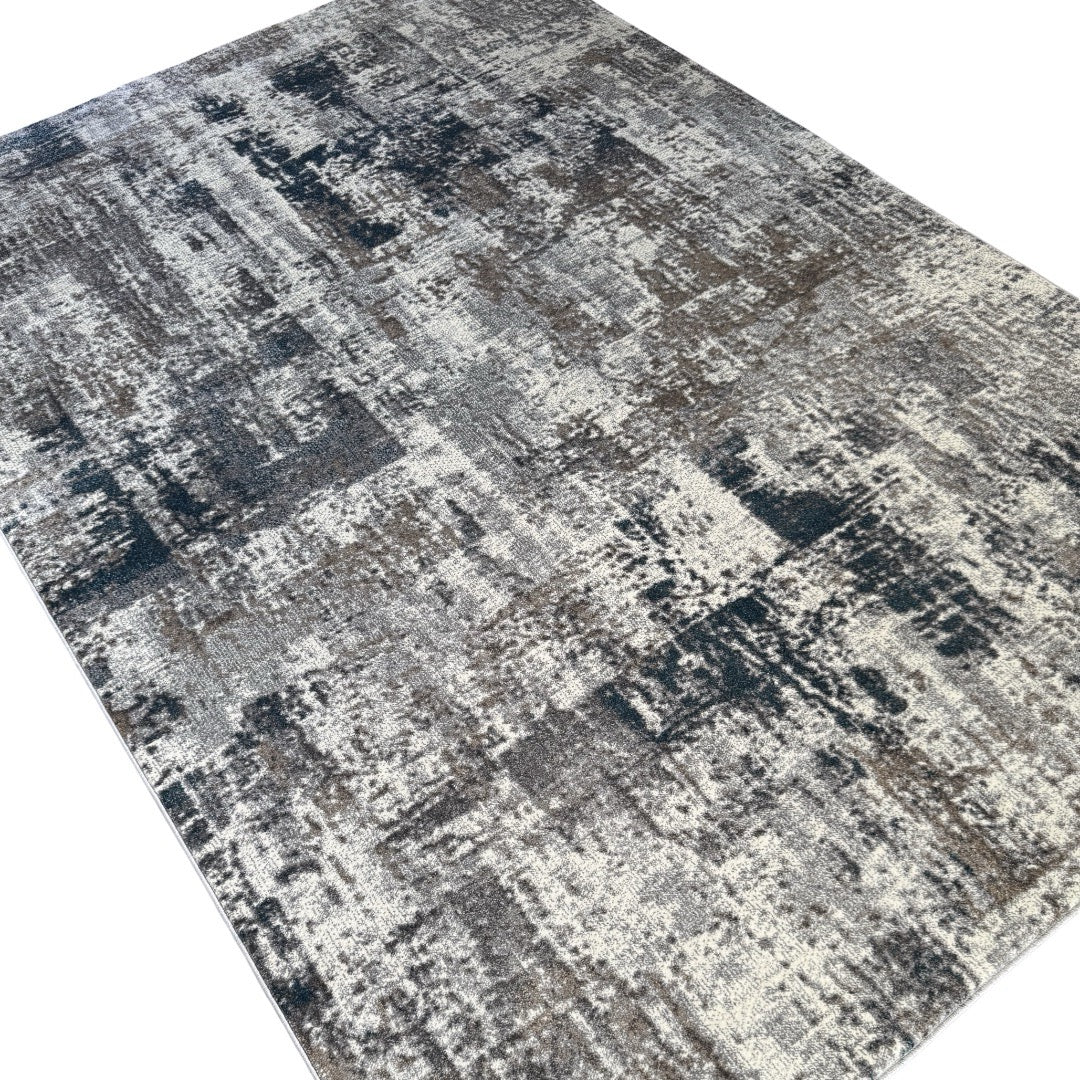 290 x 200 cm Monochrome Elegance in Silver Grey with Teal Accents Area Rug