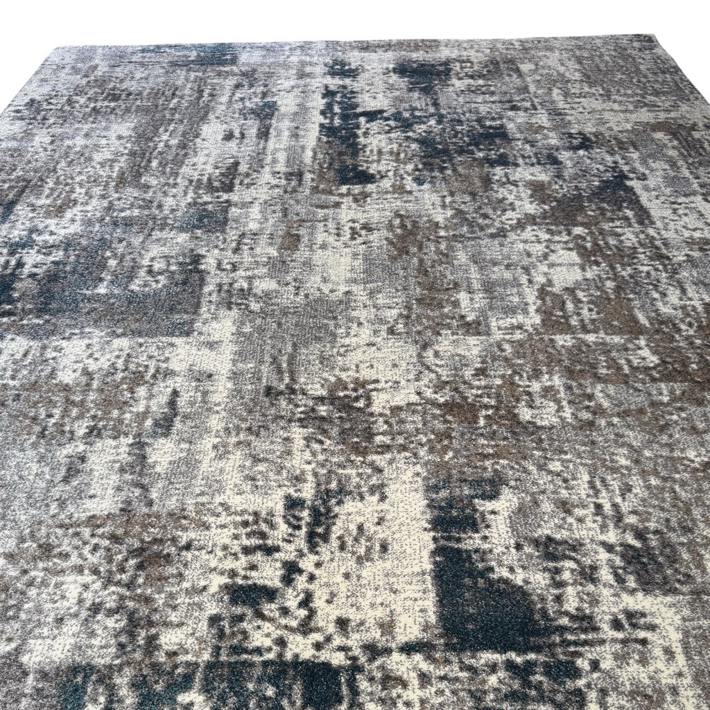 290 x 200 cm Monochrome Elegance in Silver Grey with Teal Accents Area Rug