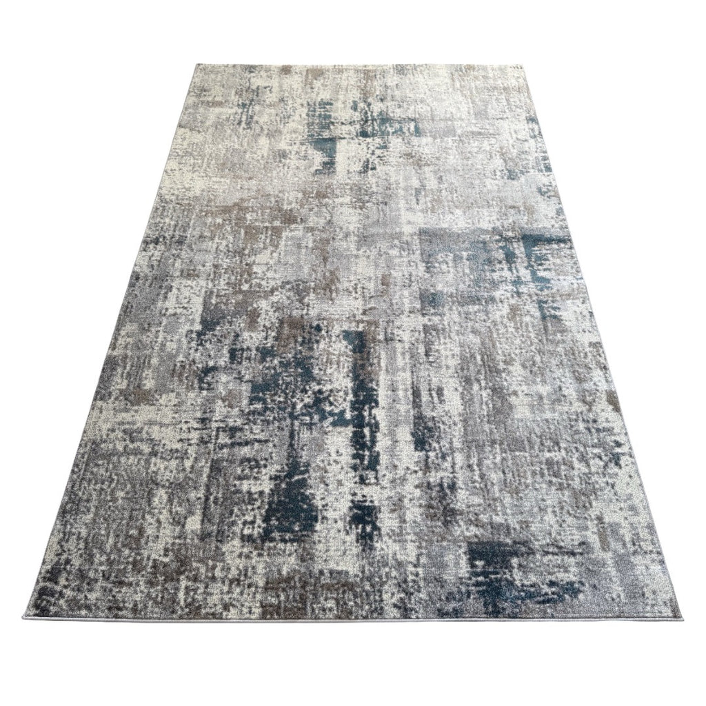 400 x 300 cm Monochrome Elegance in silver Grey with Teal Accents Area Rug