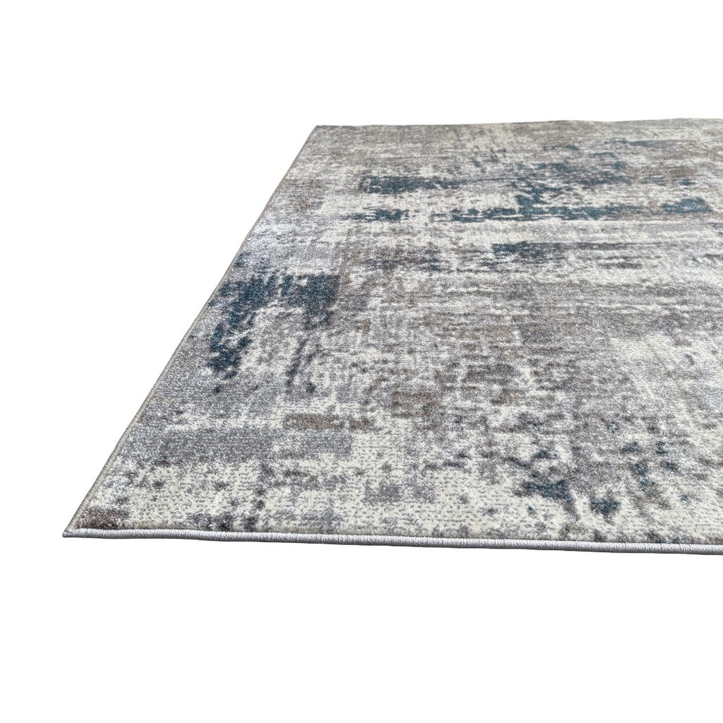 290 x 200 cm Monochrome Elegance in Silver Grey with Teal Accents Area Rug