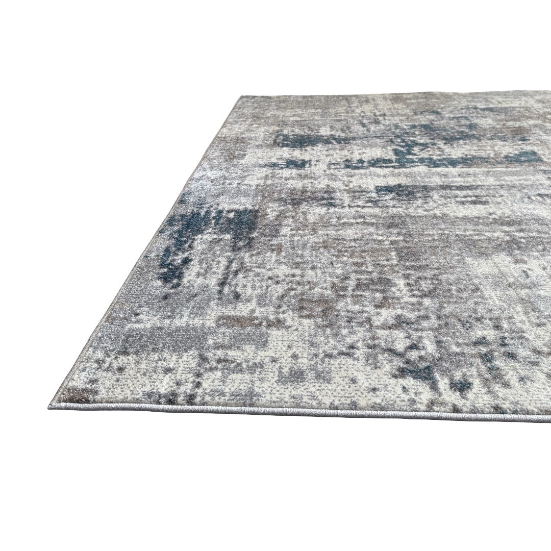 340 x 240 cm Monochrome Elegance in silver Grey with Teal Accents Area Rug