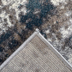 290 x 200 cm Monochrome Elegance in Silver Grey with Teal Accents Area Rug