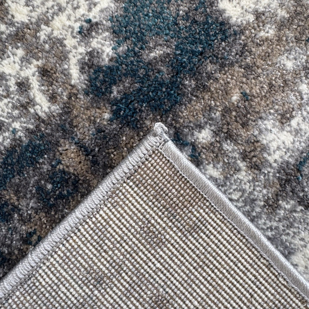 400 x 300 cm Monochrome Elegance in silver Grey with Teal Accents Area Rug