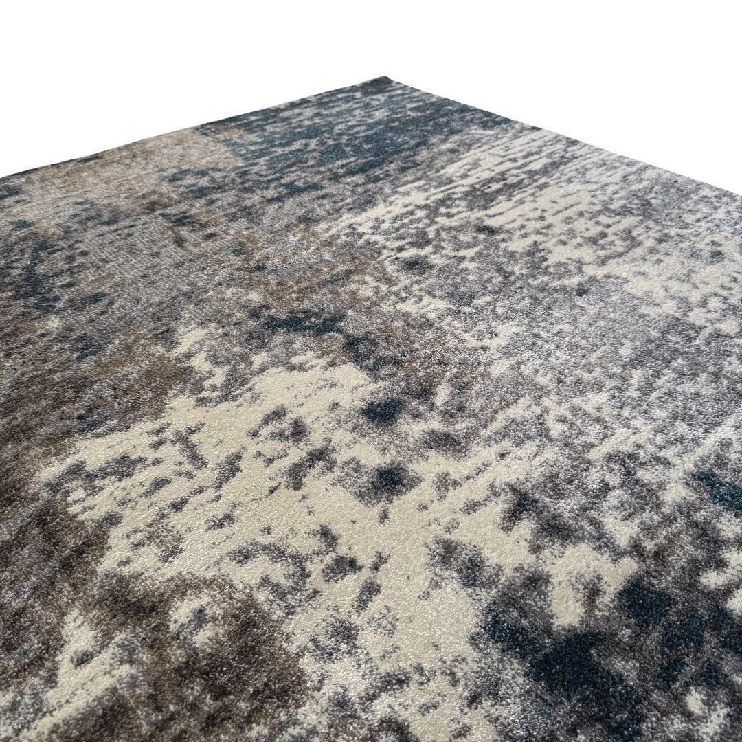 400 x 300 cm Distressed Canvas in Grey, Ivory & Turquoise Area Rug