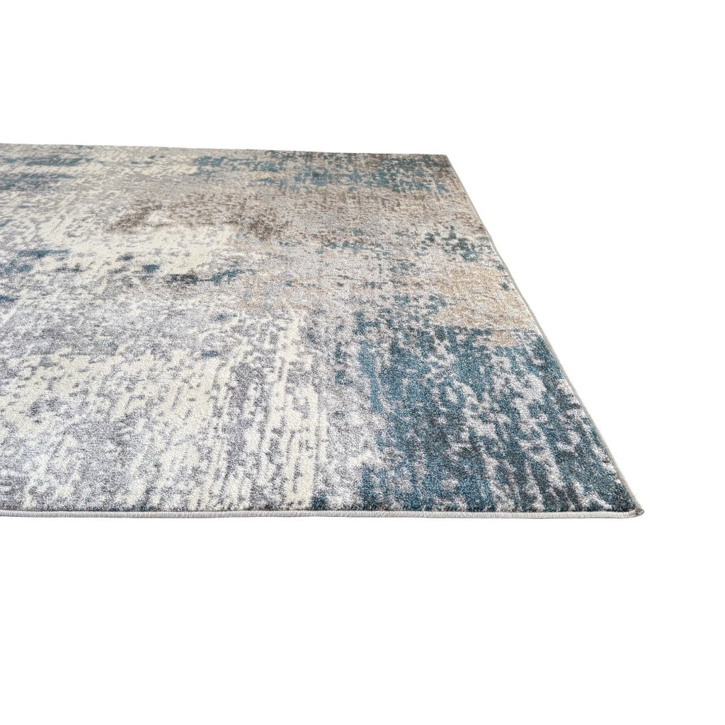 290 x 200 cm Distressed Canvas in Grey, Ivory & Turquoise Area Rug