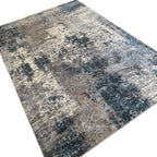 340 x 240 cm Distressed Canvas in Grey, Ivory & Turquoise Area Rug