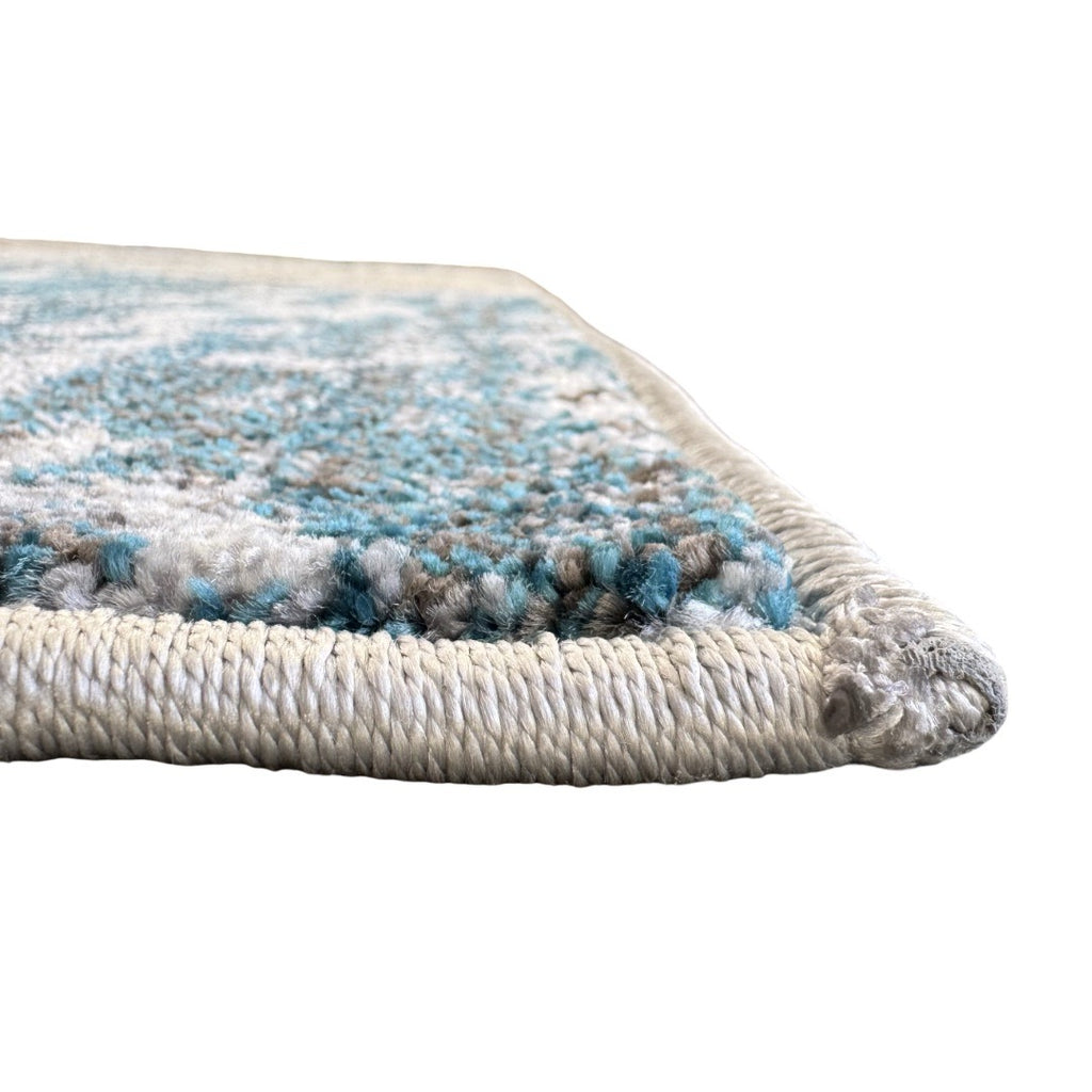 290 x 200 cm Distressed Canvas in Grey, Ivory & Turquoise Area Rug