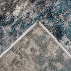 400 x 300 cm Distressed Canvas in Grey, Ivory & Turquoise Area Rug