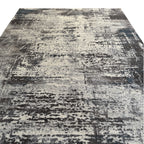 400 x 300 cm Light Grey & Charcoal Distressed Abstract Rug with Teal Accents