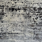 340 x 240 cm Light Grey & Charcoal Distressed Abstract Rug with Teal Accents
