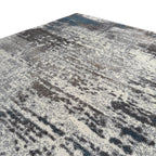 290 x 200 cm Light Grey & Charcoal Distressed Abstract Rug with Teal Accents