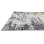 340 x 240 cm Light Grey & Charcoal Distressed Abstract Rug with Teal Accents