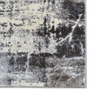 290 x 200 cm Light Grey & Charcoal Distressed Abstract Rug with Teal Accents