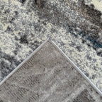 290 x 200 cm Light Grey & Charcoal Distressed Abstract Rug with Teal Accents